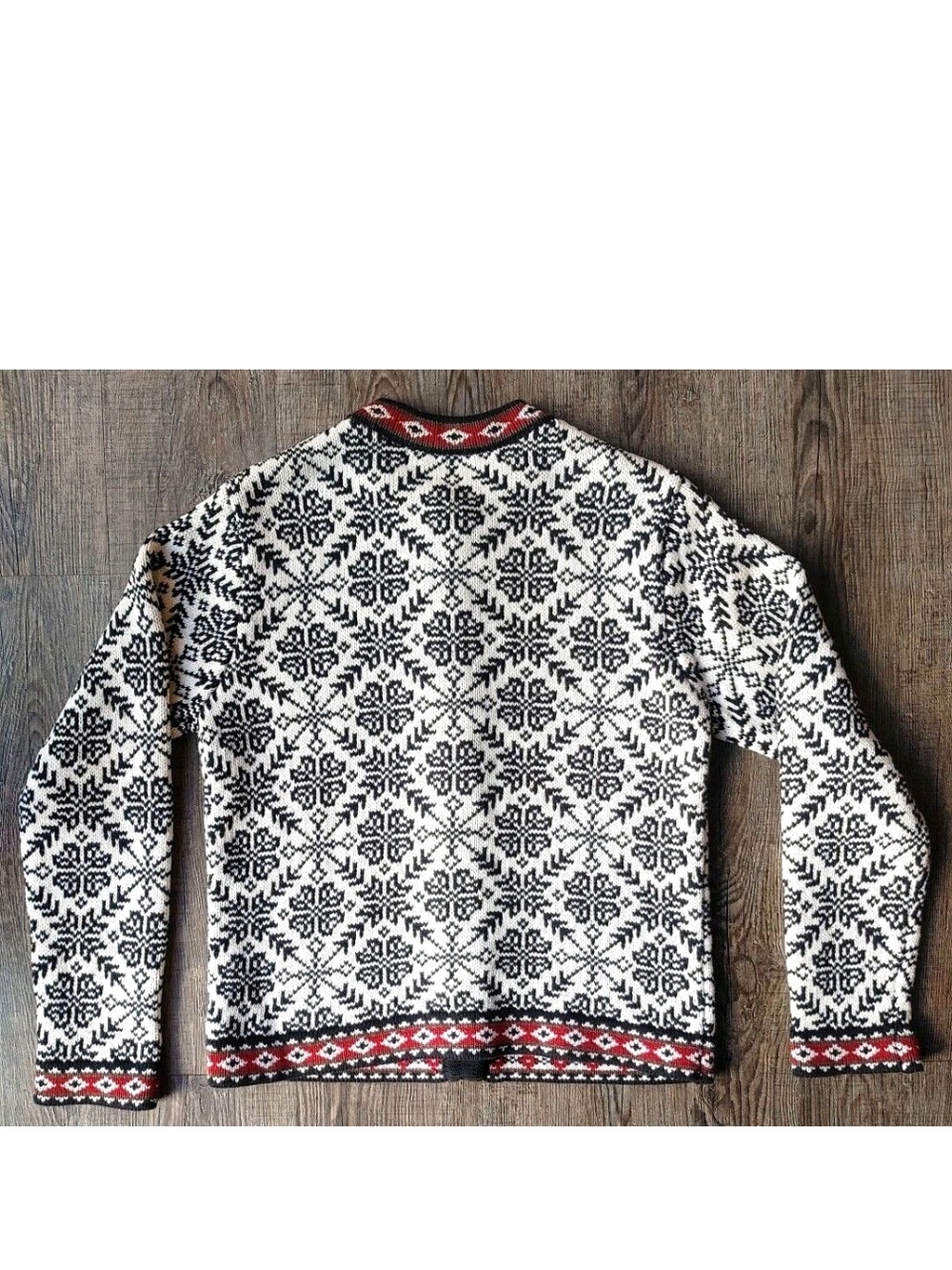 Vtg LL Bean Cardigan Sweater Womens Small Nordic Fair Isle Snowflakes Cable Knit - Picture 5 of 5